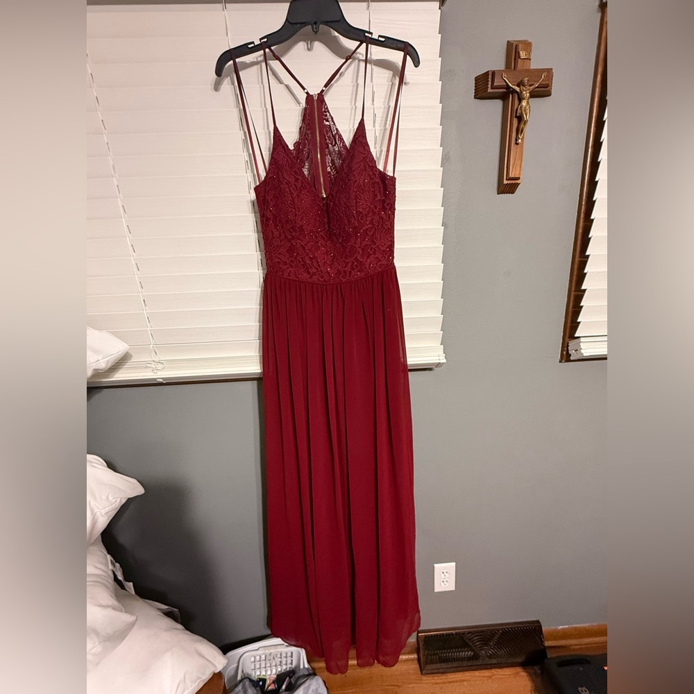 Tigerlily Deep Red Lace Maxi Dress